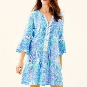 LILLY PULITZER | Hollie Tunic Dress Hey Hey Soleil Bell Sleeves Women’s Size XS